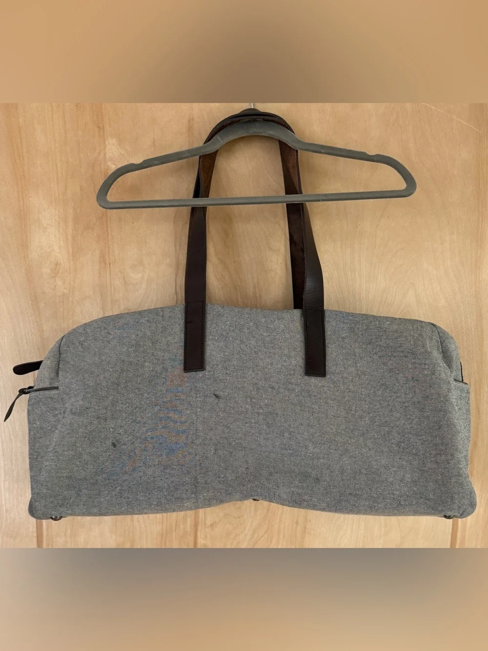 Everlane Weekender Duffel Bag – Grey Canvas & Leather